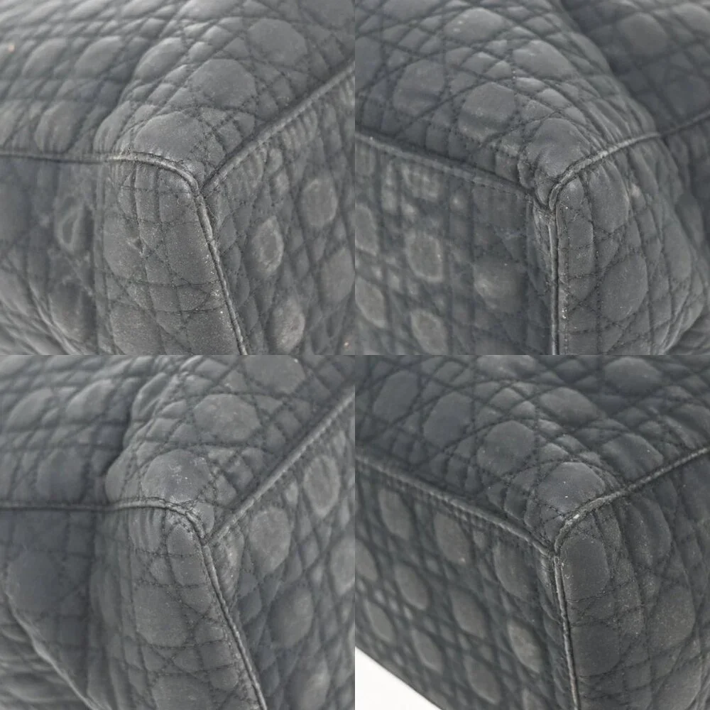 CHRISTIAN DIOR Lady Cannage Tote Hand Bag Nylon Leather Black GHW Italy 84EF789 - Picture 7 of 16